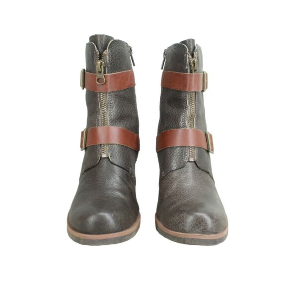 Kors by Kork Ease Brown Pebbled Leather Heeled Ankle Boots 6.5 - Picture 4 of 9